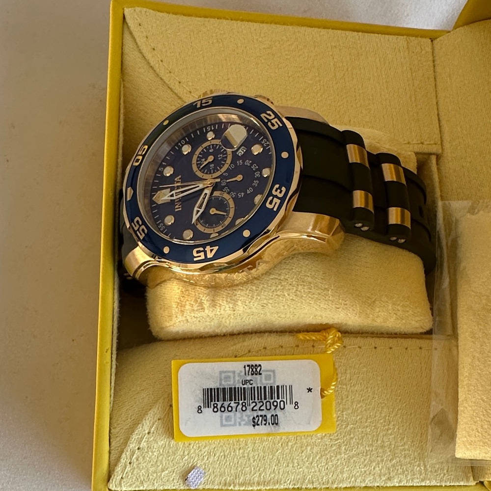 Invicta Gold and Blue Chronograph Pro Diver Watch